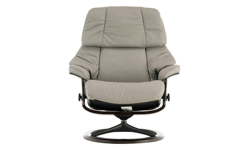 Stressless Silver Grey Reno Chair and Ottoman (Large)